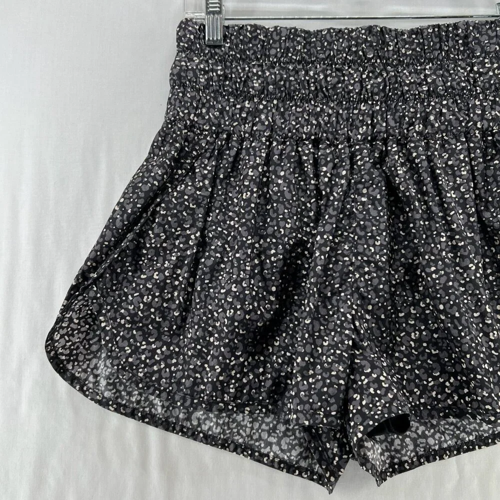 Free People Movement The Way Home Shorts Womens Size L High Waisted Black Gray